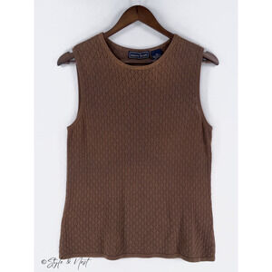 Laura Scott Argyle Knit Sweater Tank Golf Tee Lightweight Vest Medium